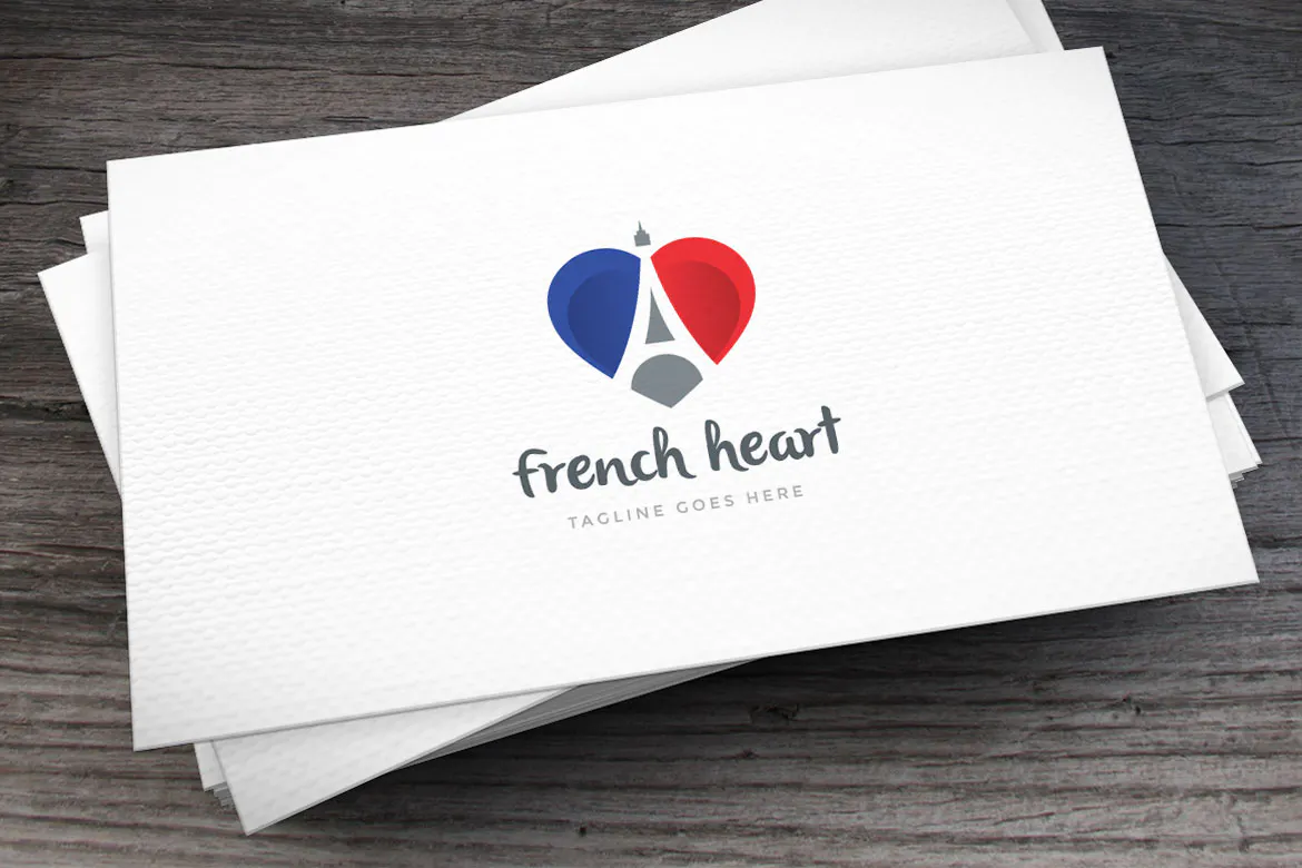 French Heart Letter A Logo Template