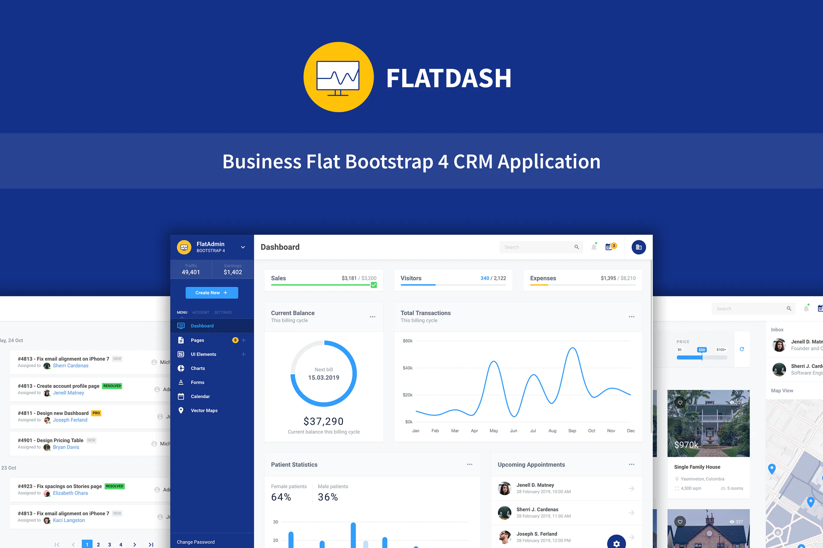 FlatDash - Business CRM Dashboard Application