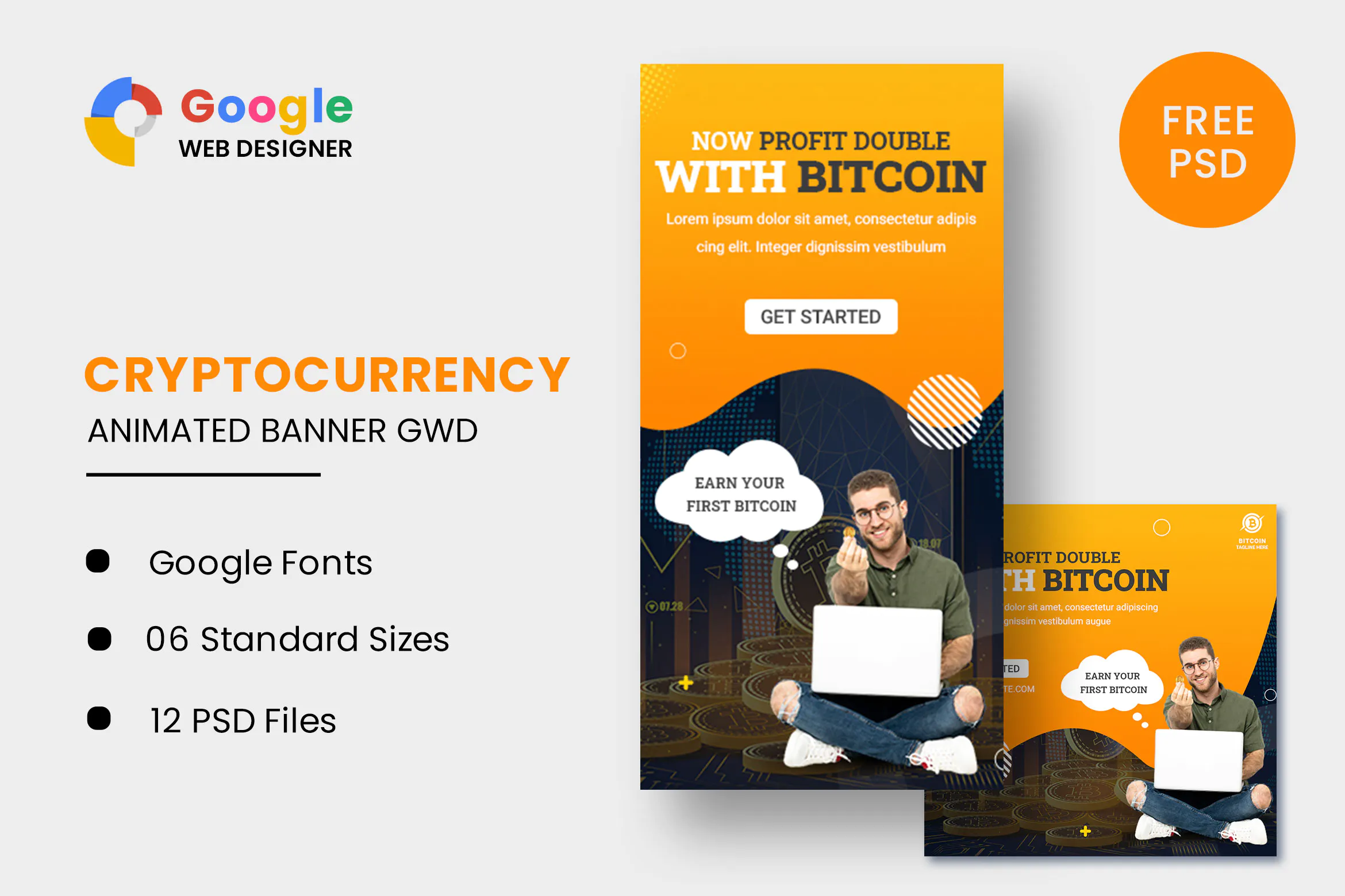 Cryptech Bitcoin Animated Banner Google Web Design