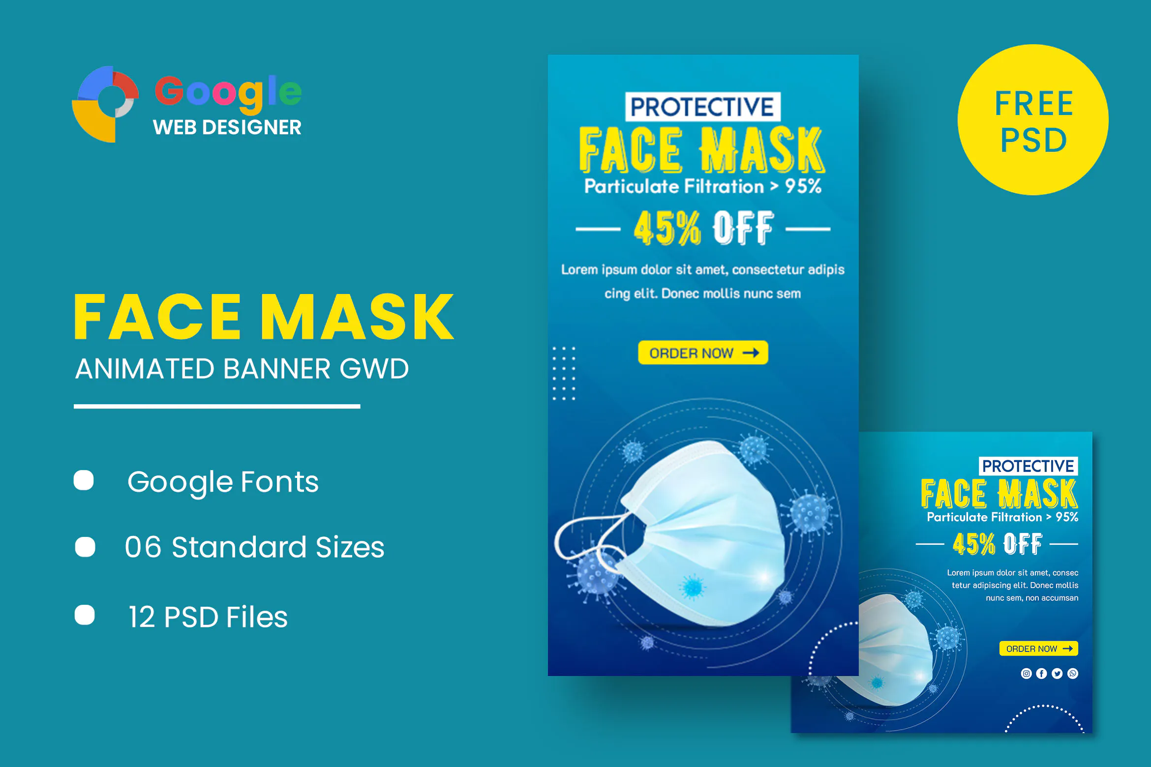 Face Mask Animated Banner Google Web Designer