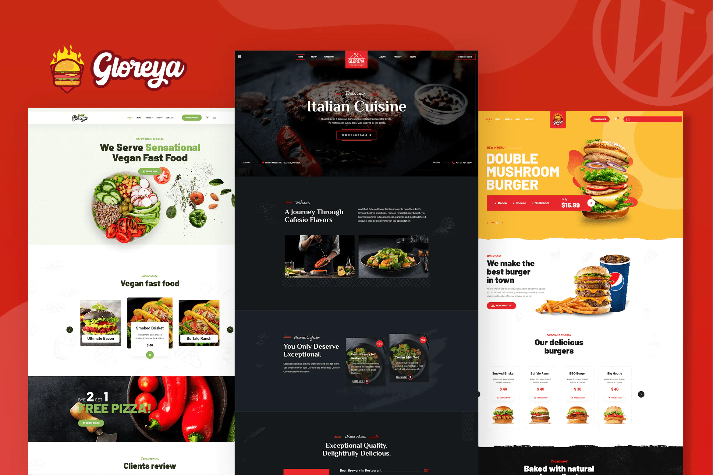 Gloreya – Fast Food Restaurant WordPress Theme