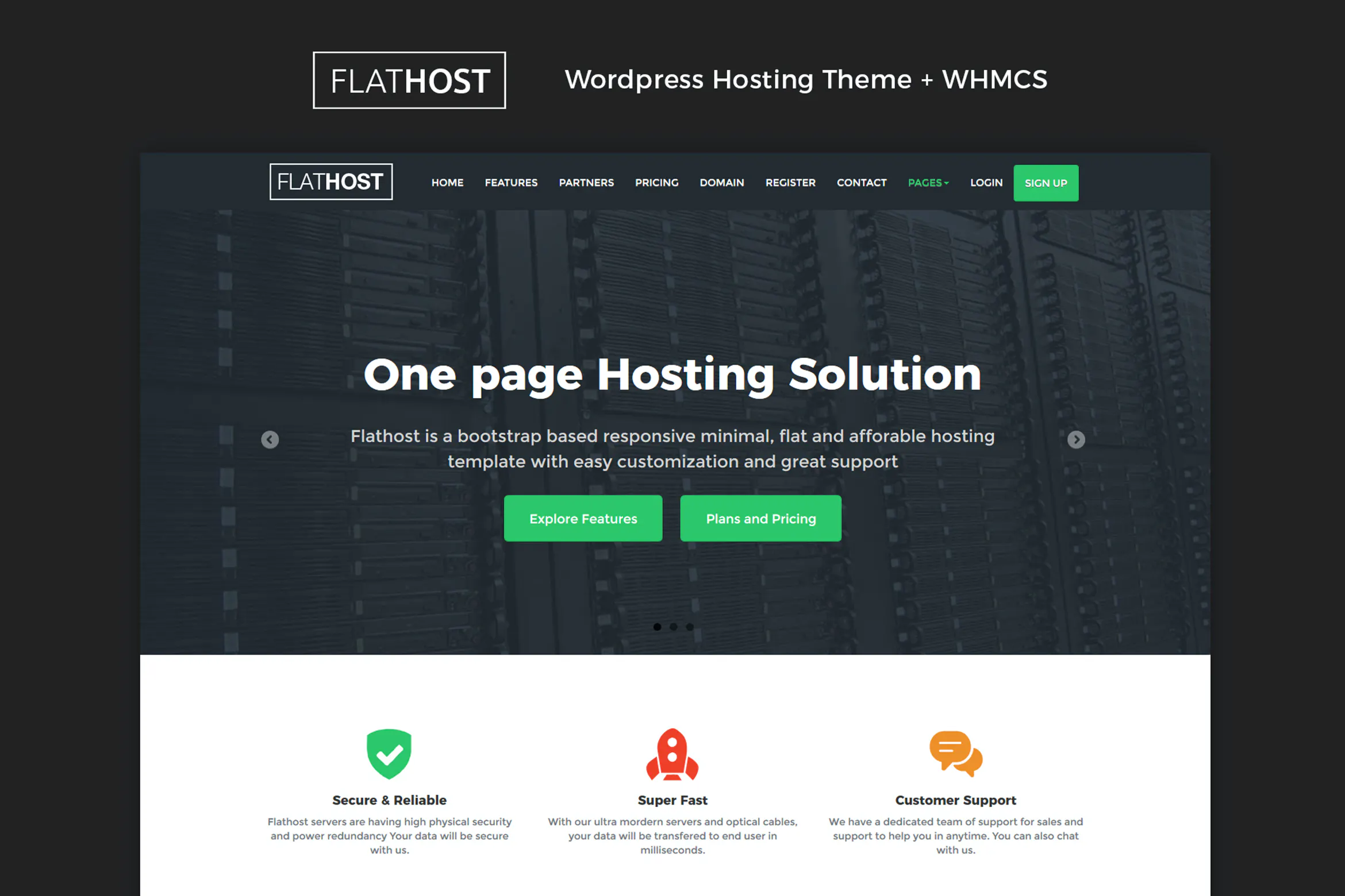 FlatHost WordPress Hosting Theme + WHMCS